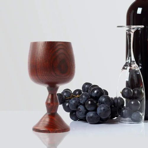 Vista 5 de 1pcs hecho a mano azufaifo madera copa de vino taza de agua 7oz