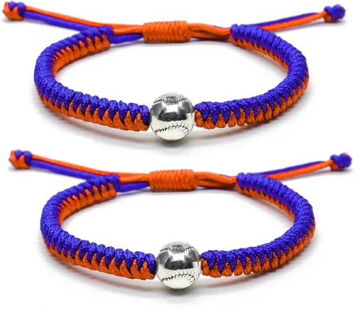 Vista 9 de Pulseras trenzadas hechas a mano, regalos de béisbol para niños, pulseras ajustables con cuentas de béisbol, pulseras de béisbol inspiradoras