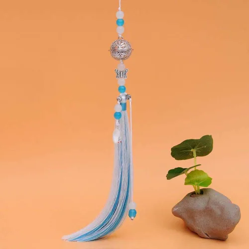 Vista 7 de Mo Dao Zu Shi - Colgante largo de borla Chen Qing Ling Cosplay Prop llavero de campana colgante de cintura adorno anime accesorios (negro)