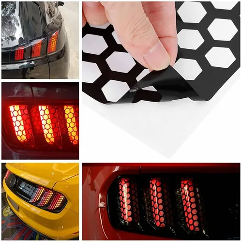 Vista 6 de MACHSWON Adhesivo de fibra de carbono/negro brillante para automóvil, 18.9 x 11.8 pulgadas, etiqueta de luz de PVC para la parte trasera del coche