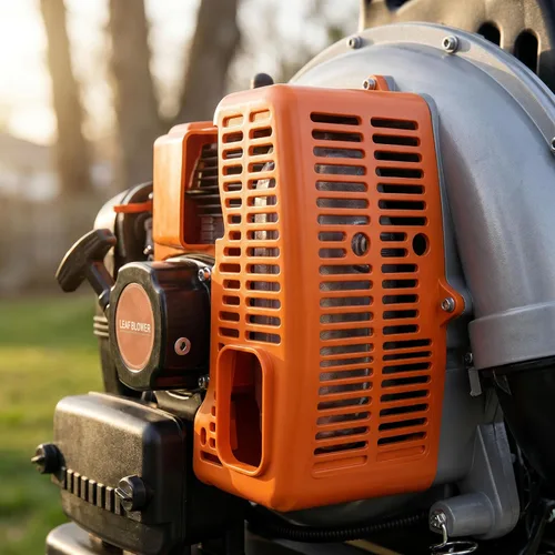 Vista 9 de Soplador de hojas de mochila, soplador de hojas de gas con motor de 2 tiempos 63CC, soplador de hojas de 6800 RPM 665 CFM, soplador de hojas a gas