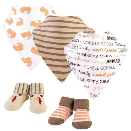 Vista 26 de Hudson Baby Conjunto de babero y calcetines unisex de algodón para bebé, Tamaño único Chica Calabaza