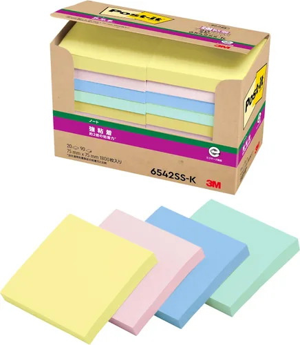 Vista 11 de Pack of 5 75 x 75mm mixed color fluorescence Sumitomo (3M) Post-it (R) strong adhesion Notes 654-5SSAN (japan import)