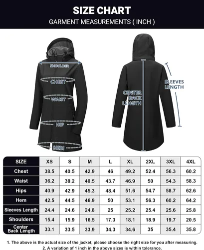 Vista 6 de Outdoor Ventures Chaqueta Softshell para mujer con capucha extraíble con vellón, cortavientos con aislamiento, larga y cálida