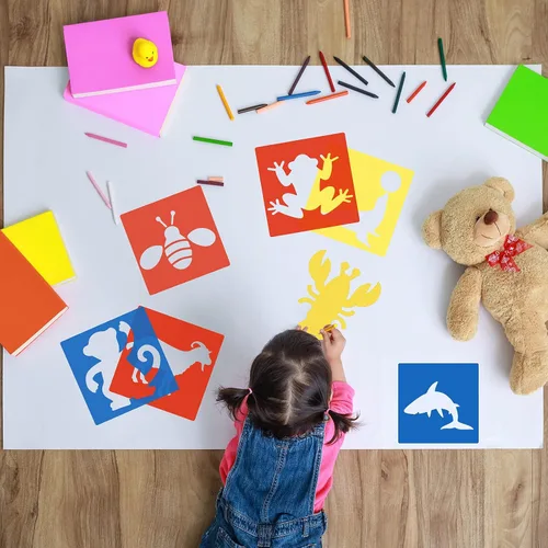 Vista 7 de 24 plantillas para niños de 3 a 5 años, coloridos animales grandes para dibujar en la pared, decoración del hogar, 8 x 8 pulgadas (estilo clásico)