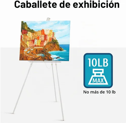 Vista 6 de Falling in Art - Caballete de trípode de madera con marco en A de 65 pulgadas (blanco)