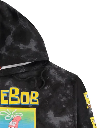 Vista 4 de Nickelodeon Sudadera clásica con capucha de Bob Esponja para hombre, diseño de Bob Esponja, Patrick & Krusty Krab Tie Dye