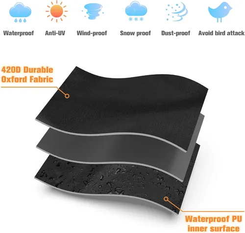 Vista 4 de Paquete de 2 fundas para calentador de patio al aire libre con cremallera, tela Oxford 420D mejorada con material de revestimiento de poliuretano