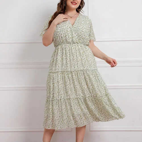 Vista 3 de Women's Summer Dresses 2023 Fashion Plus Size Loose Casual Short Sleeve Printed Dress Sun Dresses Casual