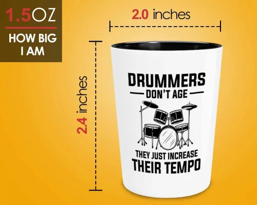 Vista 3 de Drummer Shot Glass 1.5oz - Drummers not - Músico Percusionistas Guitarra Drum Composer Perform Instrument Player