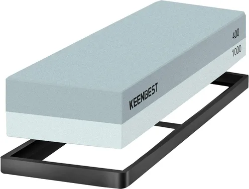 Vista 8 de KEENBEST Actual Grit - Juego de piedra de afilar de material de primera calidad, 2 lados, 400 1000, afilador de cuchillos de cocina, piedras húmedas