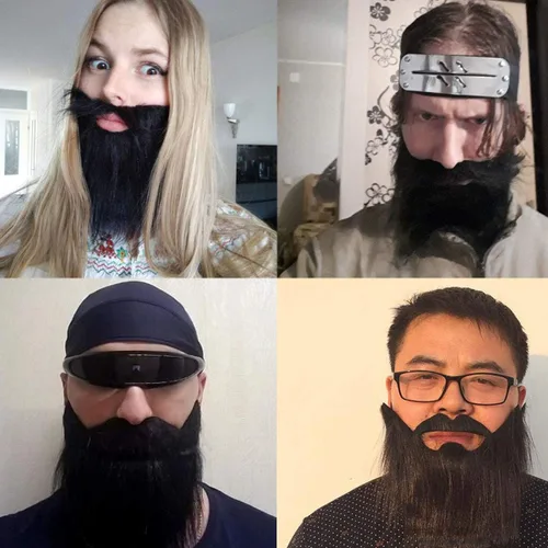Vista 5 de ECYC Divertida fiesta de Halloween falsa bigote bigote pelo facial