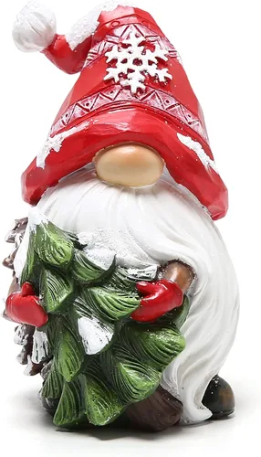 Vista 2 de Hodao Gnomos de Navidad de Resina Hechos a Mano Adornos de Navidad de Resina Regalo de Fiestas, Adornos de Navidad de Invierno para Mesa y Árbol