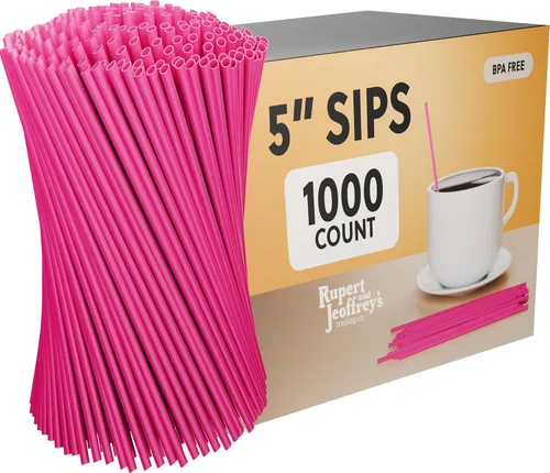 Vista 15 de Pajita Agitadora de Café de Plástico Desechable - Palito Agitador de Sorber de 5 Pulgadas (Negro, 1,000 unidades) Pajitas de café y pajitas