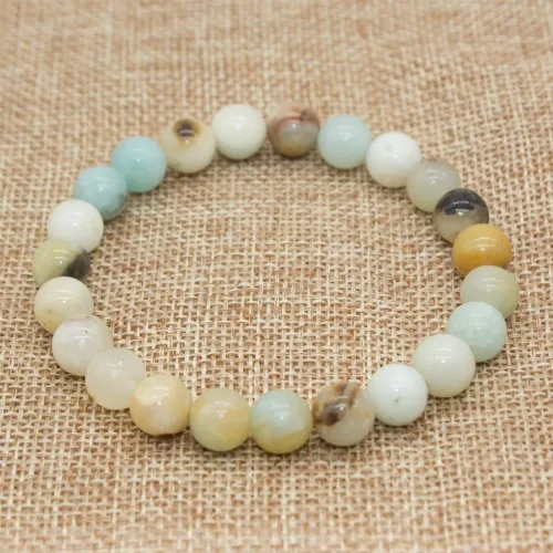 Vista 2 de Bivei Pulsera elástica de gemas naturales semipreciosas con cristales curativos de reiki, hecha a mano de 0.315 in