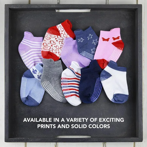 Vista 3 de Debra Weitzner 12 Pairs Non-Slip Toddler Ankle Socks With Grips for Baby Boys and Girls Anti-Slip Socks for Infants and Kids