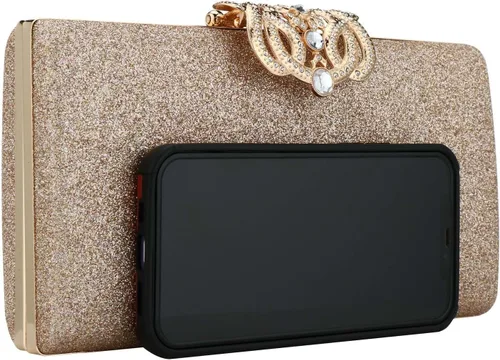 Vista 6 de EROUGE Bolso de mano de cuero brillante para mujer, bolso de diseñador para fiesta de boda Leather, Sparkling, Purse, Designer, Wedding Party