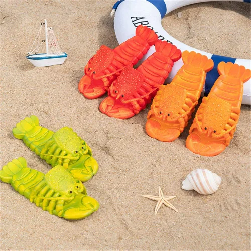 Vista 5 de Pantuflas unisex de langosta, sandalias de bajo, pantuflas de animales de pez, pantuflas de langosta para mujeres y hombres
