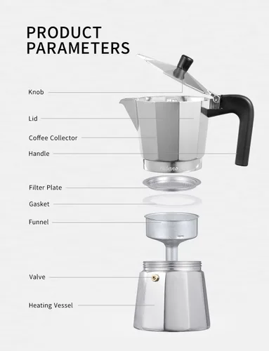 Vista 9 de Yabano - Cafetera de café italiano Moka de 9 tazas