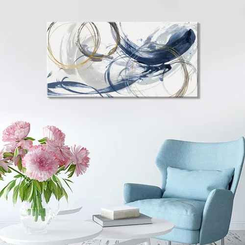 Vista 4 de Sxurmtiie Lienzo decorativo para pared, arte abstracto, fantasía azul, grafiti colorido sobre fondo blanco, 32 x 48 pulgadas, arte moderno