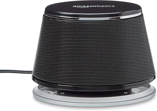 Vista 4 de Amazon Basics - Altavoces estéreo 2.0 para PC o laptop, entrada auxiliar de 3.5mm, alimentados por USB, 1 par, negro
