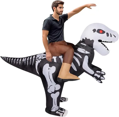 Vista 3 de Skeleton Dinosaur Inflatable Costume Ride On Halloween Costumes Blow up Costumes Cosplay Unisex For AdultKids