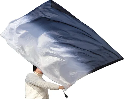 Vista 18 de Winged Sirenny Bandera de seda Poi, 50 pulgadas rectangular de seda giratoria, bandera de alabanza profética adoración adoración danza (aventura B)