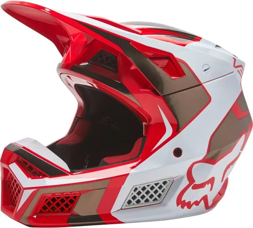 Vista 10 de Fox Racing Casco Unisex V3 RS para Motocross y Bicicleta de Tierra, Negro/Blanco/Naranja, Pequeño