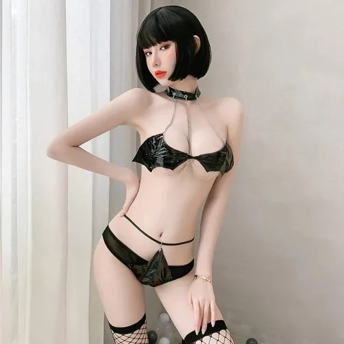 Vista 4 de SINMIUANIME Conjunto de lencería de demonio para mujer, juego de rol, Lolita, anime, lencería, traje de lencería encantador bikini, vestido de lujo..