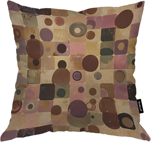 Vista 24 de Fundas de almohada de pintura artística, líneas abstractas amarillas y grises, fundas de almohada suaves, funda de cojín para sala de estar, cama