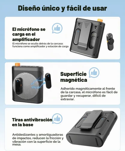 Vista 6 de Tearstone Amplificador de voz para profesores con micrófono de solapa magnético inalámbrico, altavoz recargable portátil Bluetooth, 2 micrófonos