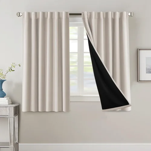 Vista 129 de H.VERSAILTEX Cortinas 100% opacas para dormitorio con forro negro, cortinas de oscurecimiento de habitación completa, con aislamiento térmico