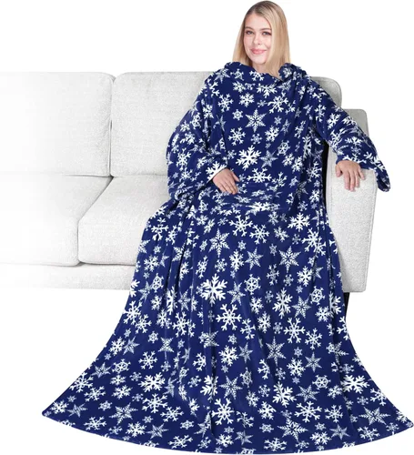Vista 32 de PAVILIA Wearable Blanket with Sleeves for Adult Women Men, Cozy Fleece Warm Wrap Throw with Arms, Gifts for Christmas, Wife