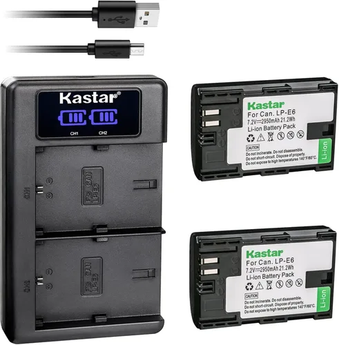 Vista 6 de Kastar Cargador dual LCD USB para batería Canon LP-E6 LP-E6N, cargador Canon LC-E6 LC-E6E y Canon EOS 5DS, EOS 5DS R, EOS 5D Mark II, EOS 5D Mark