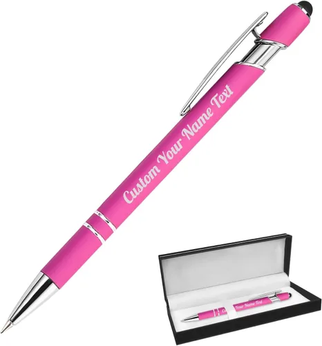 Vista 18 de Bolígrafo personalizado, 1 unidad, bolígrafo personalizado con logotipo de mensaje de nombre comercial grabado, lápiz digital de tinta negra suave