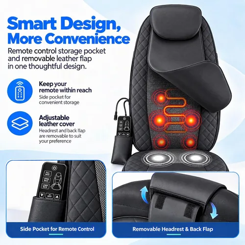 Vista 6 de Masajeador de espalda para silla con calor, cojín de asiento