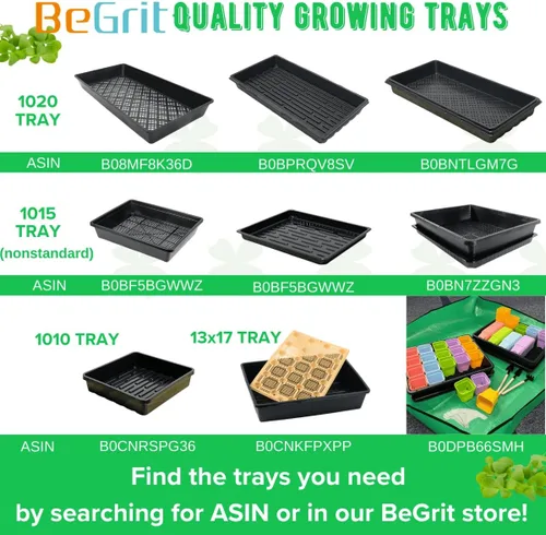 Vista 6 de BeGrit Microgreen Seed Starter - Bandejas de cultivo de semillas poco profundas, planos de germinación no estándar, bandeja 1015 sin agujeros