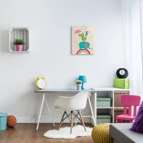 Vista 2 de Stupell Industries - Lienzo decorativo para pared, diseño de elefante, multicolor