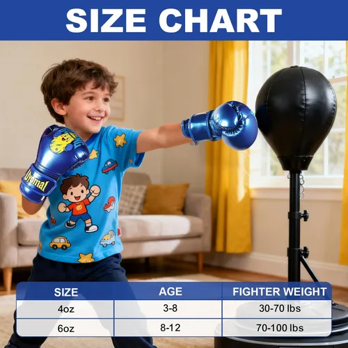 Vista 6 de Juego de guantes de boxeo para niños y niñas de 3-5-8-12 años, guantes de entrenamiento y entrenamiento juvenil para saco de boxeo, kickboxing, MMA