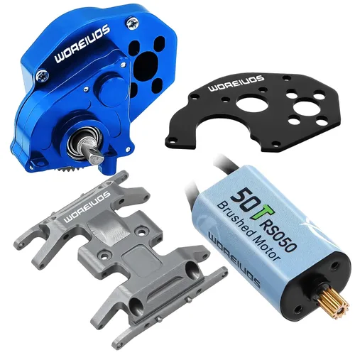 Vista 13 de Motor RC 050 50T Motor cepillado con caja de cambios de transmisión de aleación de aluminio para Axial SCX24 AXI00002 AXI00001 AXI90081 AXI00006 Azul