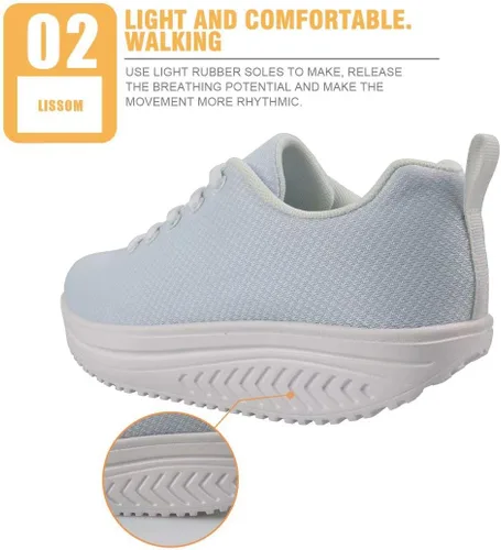 Vista 4 de FOR U DESIGNS Zapatos de plataforma de fitness para mujer, zapatos de plataforma para caminar, zapatos casuales de cuñas al aire libre