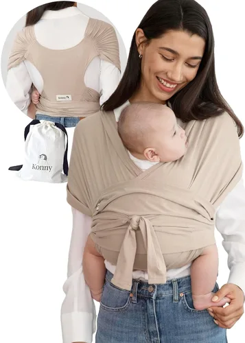 Vista 18 de Portabebés Konny Flex AirMesh con Soporte para la Cabeza - Canguro Ajustable, Fácil de Usar, Sin Manos, Fular Transpirable para Bebé, Perfecto