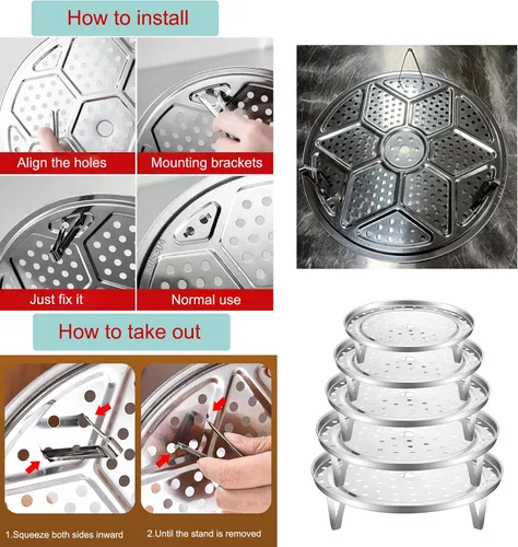 Vista 5 de Paquete de 6 patas extraíbles para estante de vapor, soporte de bandeja de vapor desmontable, patas de acero inoxidable, soporte de vapor de 2.0