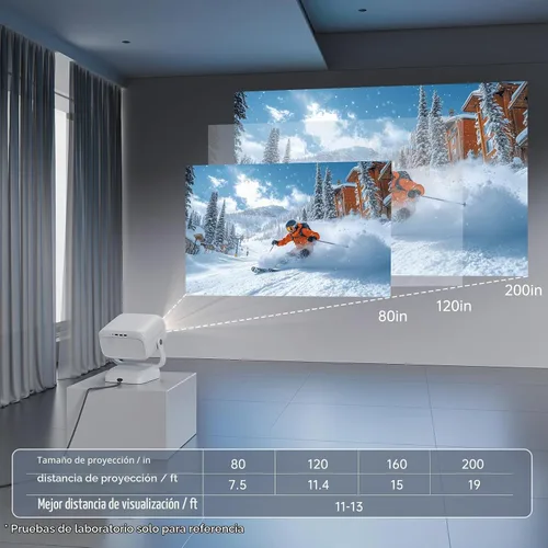 Vista 4 de Proyector WiFi Bluetooth portátil, Mini Proyector Inteligente Compatible con 4K con Soporte de 360°, Proyector de Cine en Casa HD 1080P para Uso