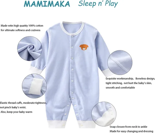 Vista 3 de Ropa para bebé niño y niña, paquete de 3 unidades, manga larga, 100% algodón, trajes de 3 a 24 meses