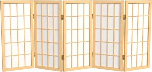 Vista 17 de Biombo portátil simple de 2 pies Biombo diseño Shoji, clásico diseño japonés 4 anchuras, 6 colores, Madera, Negro