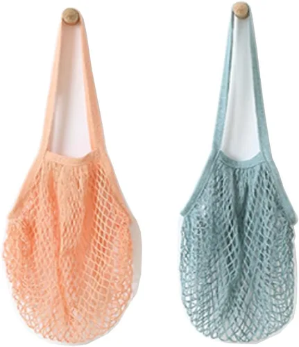 Vista 11 de YEKEYI Bolsa de red reutilizable portátil para almacenamiento de frutas, asa larga para poner en el hombro