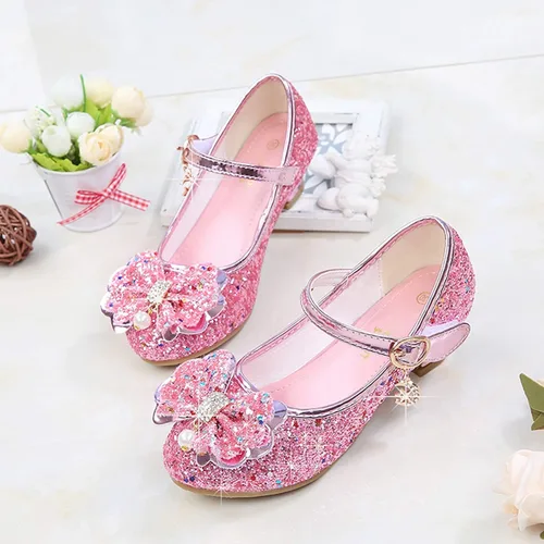 Vista 4 de Walofou Zapatos planos de princesa con tacón de fiesta de boda para niñas de flores para niños pequeños