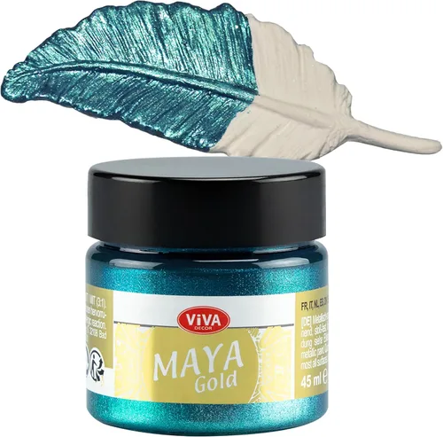 Vista 28 de Viva Decor Maya Gold (verde manzana) 1.52 onzas líquidas - Pintura acrílica metálica brillante para trabajos creativos en madera, vidrio