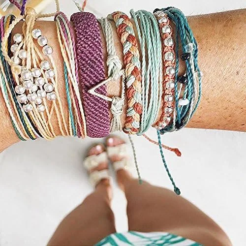Vista 5 de Pura Vida - Pulsera 100 % impermeable, hecha a mano, con dije revestido y correa ajustable